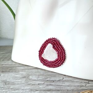 Floating Rose Quarrz Beaded Pendant Necklace, 16"